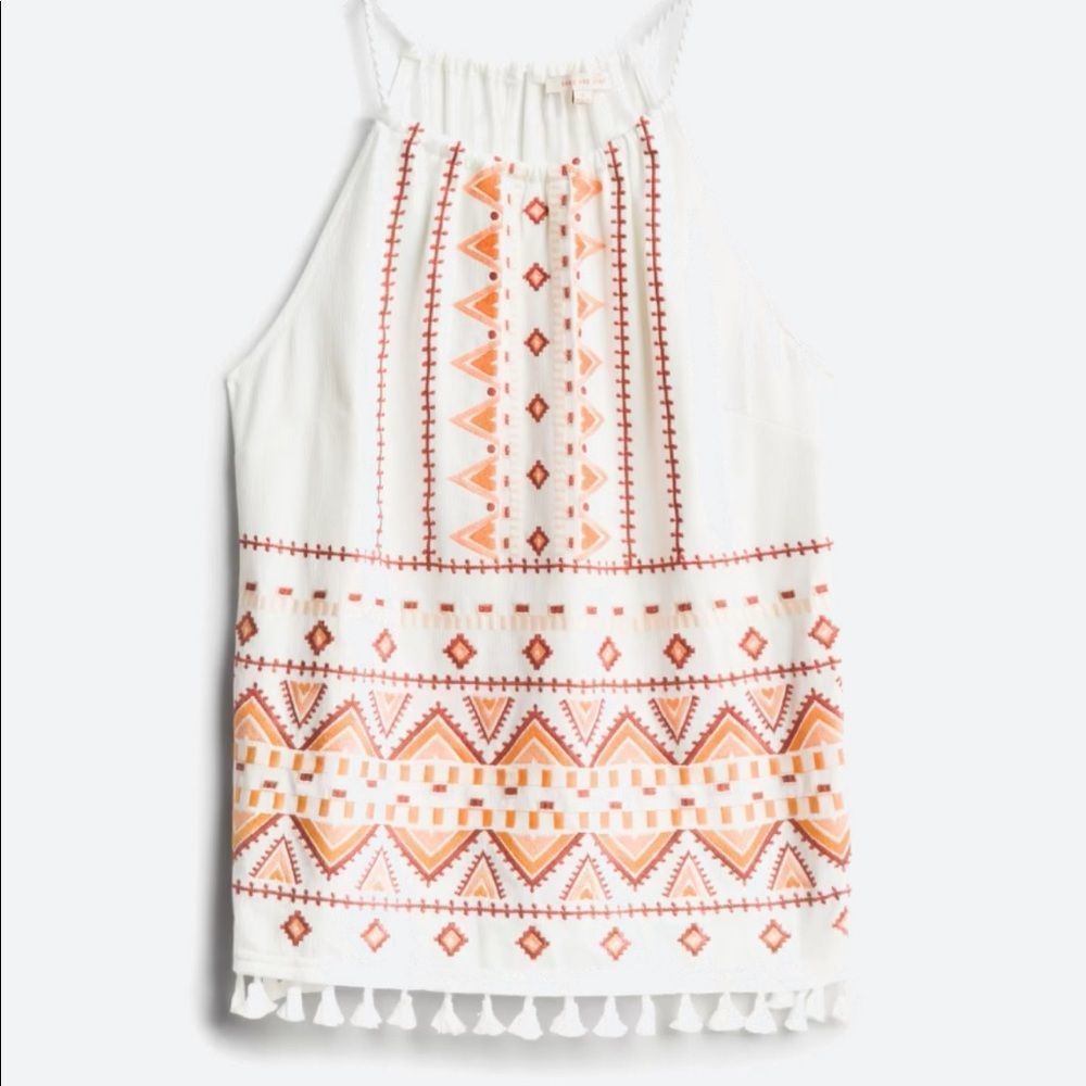 Nutria Embroidered Coral Tank Top